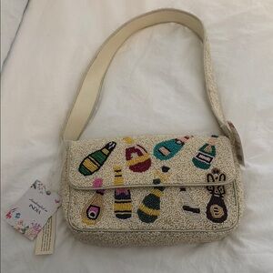 Beaded Champagne Bottle Shoulder Bag
